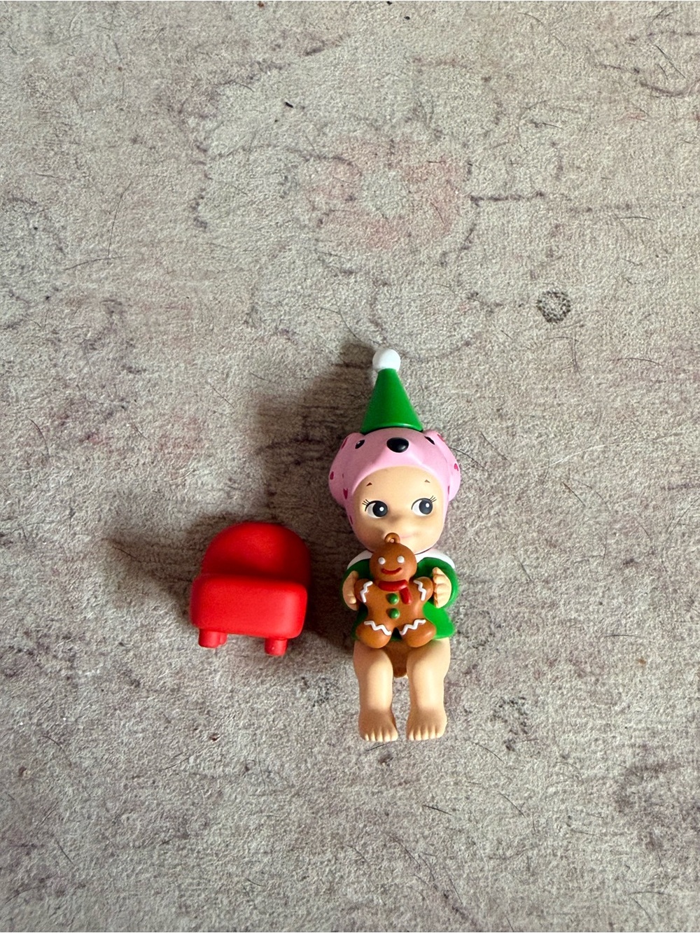 Festive Elf Baby Doll with Gingerbread and Red Chair - Green & Pink